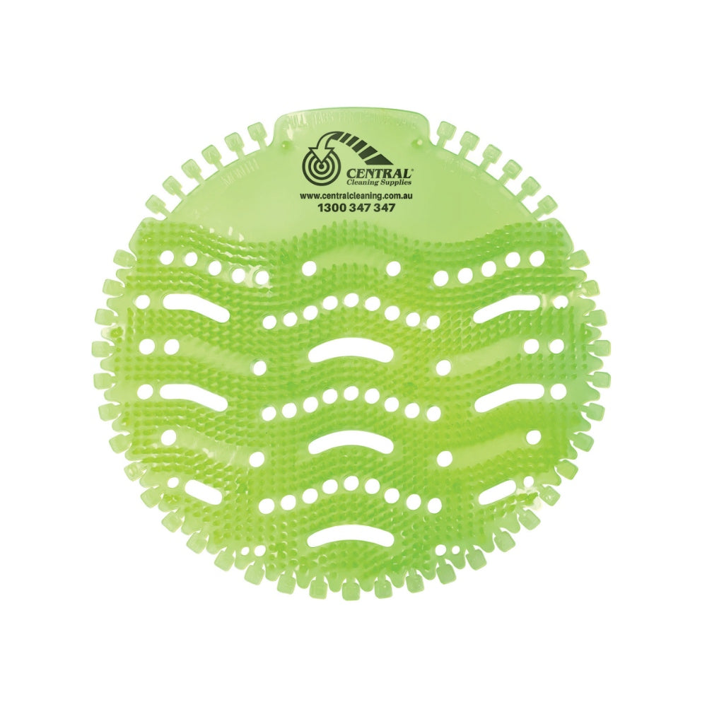 Green Urinal Screen with Central Cleaning logo on a white background