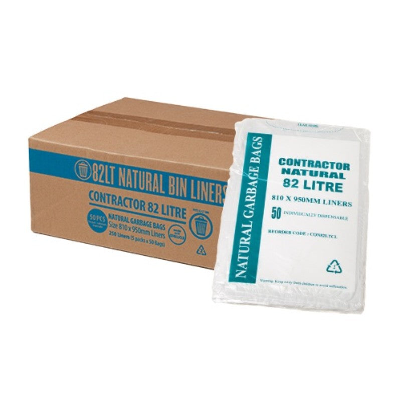 Austar Bin Liner 82L Natural 250 per Carton