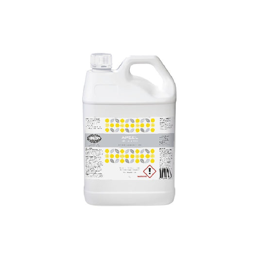 White Apeel cleaning solution bottle with label on a white background