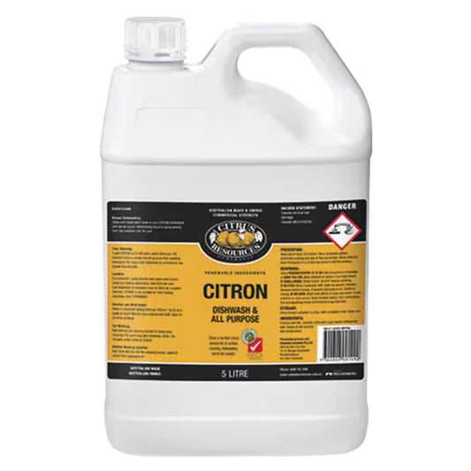 5-liter container of Citron dishwash and all-purpose cleaner on a white background