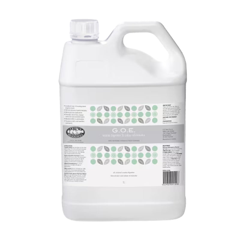 White container of G.O.E. on a white background