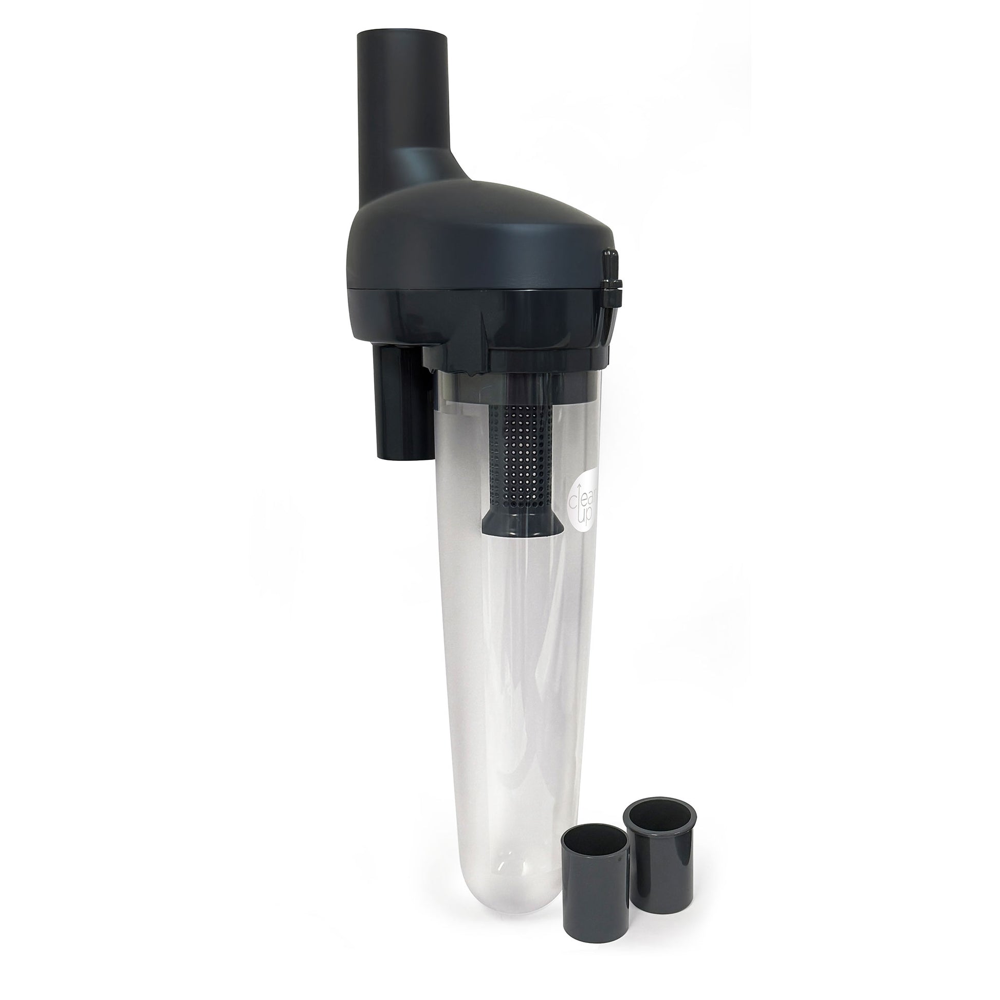 Black and clear vacuum cleaner attachment on a white background