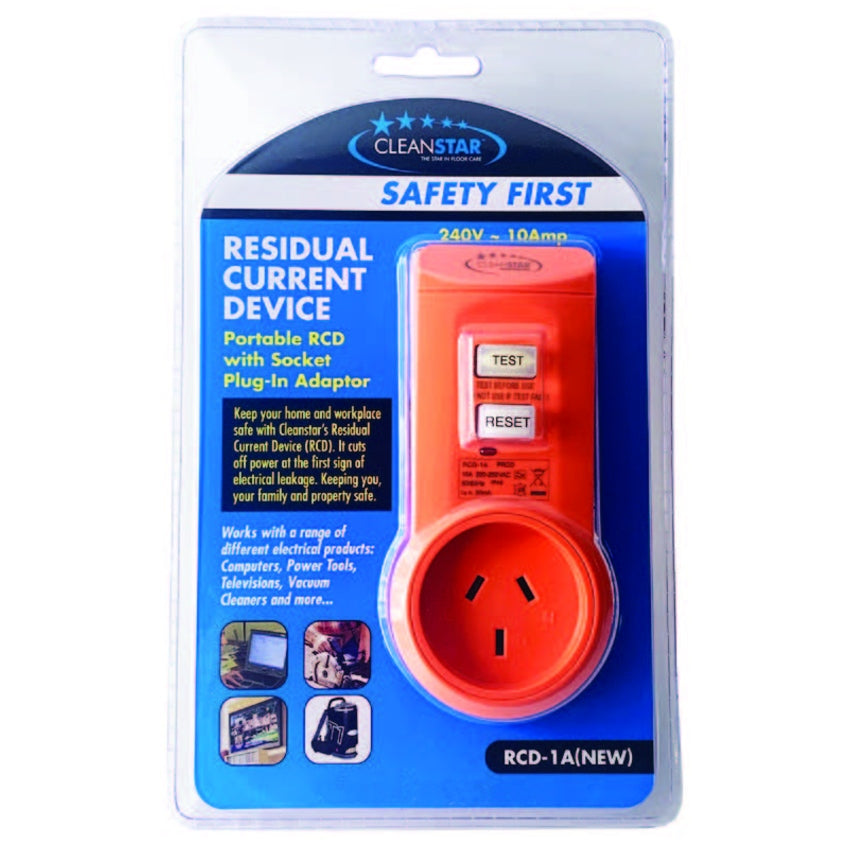 Residual Current Device with Socket in packaging on a white background