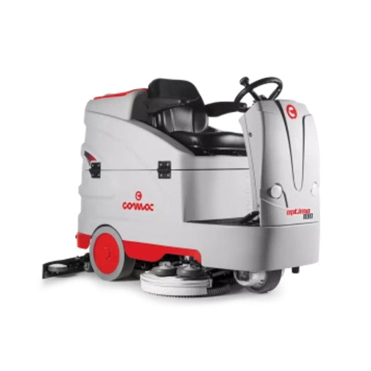 Comac Optima 100 floor cleaning machine on a white background