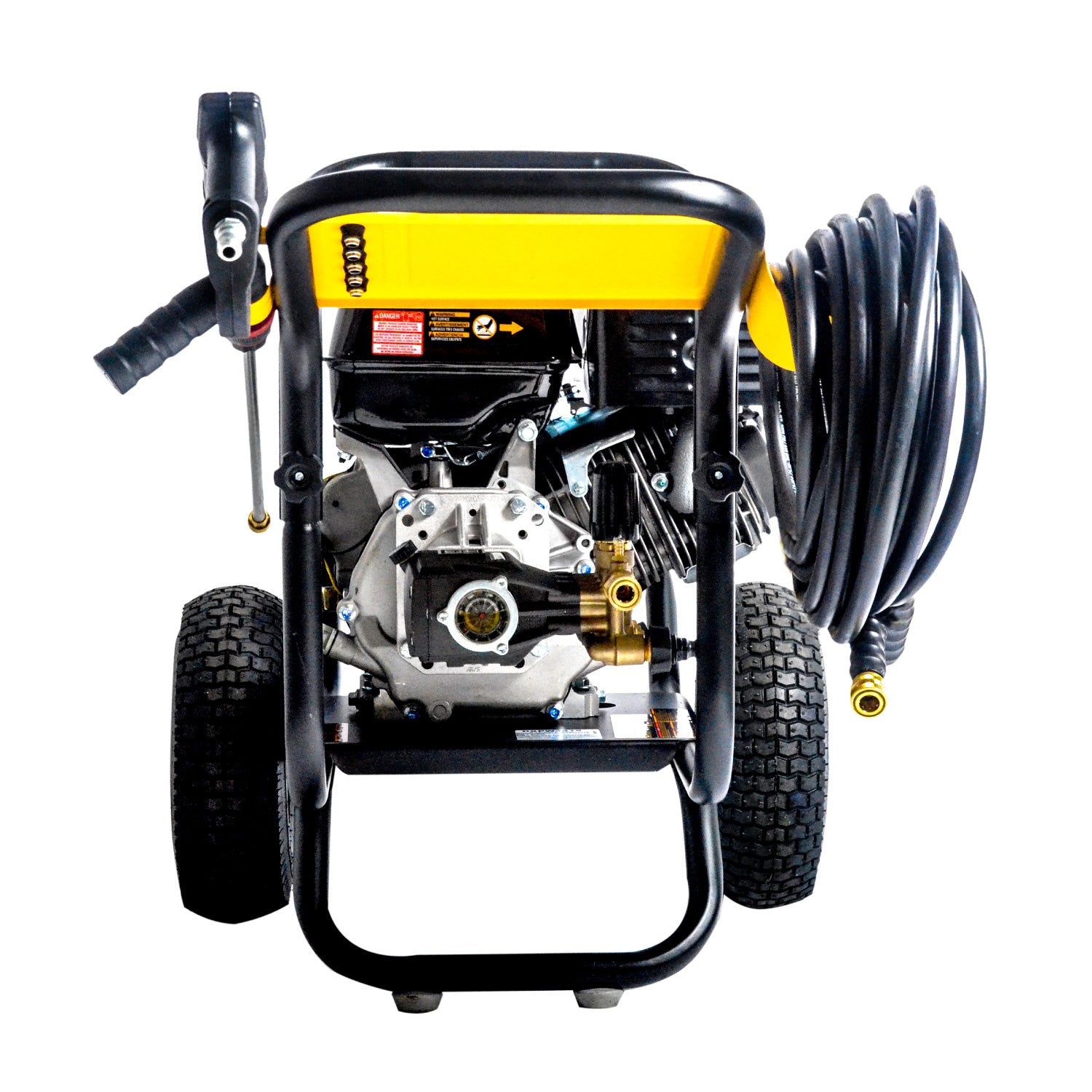 Pressure washer with hose on a white background