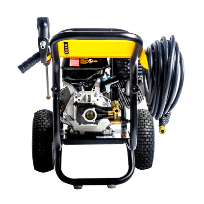 Pressure washer with hose on a white background