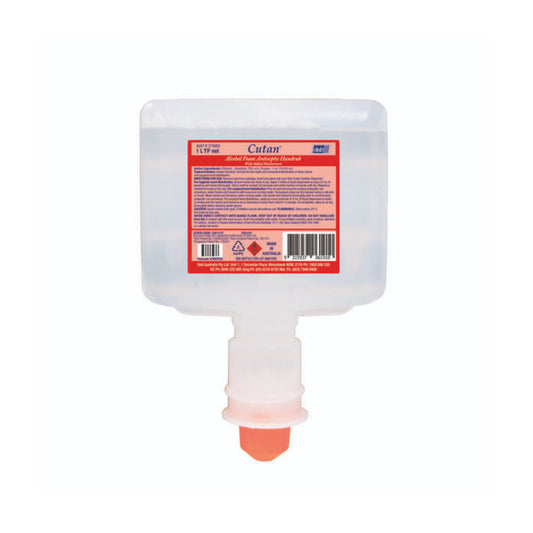 Deb Cutan foam hand soap dispenser with a red label on a white background