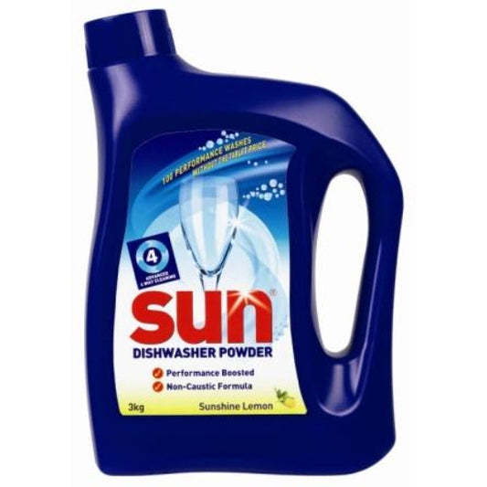 Sun dishwasher powder container on a white background