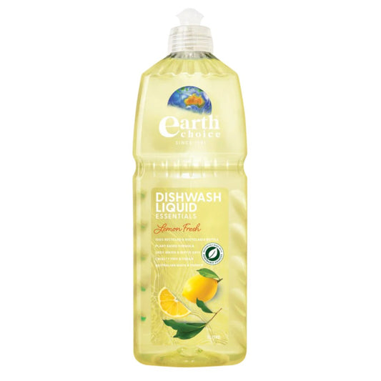 Bottle of Earth Choice lemon fresh dishwash liquid on a white background