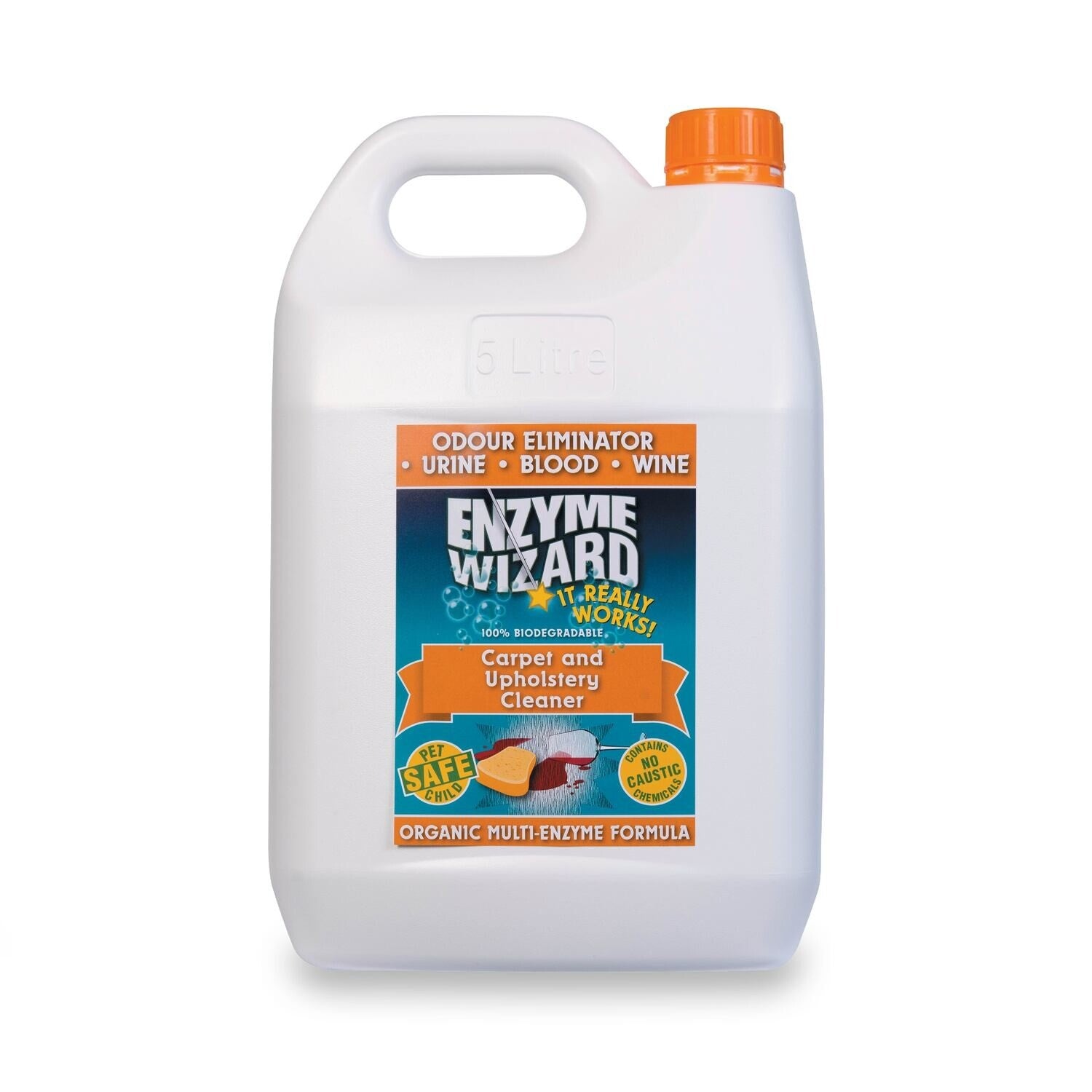 Enzyme Wizard carpet and upholstery cleaner bottle on a white background