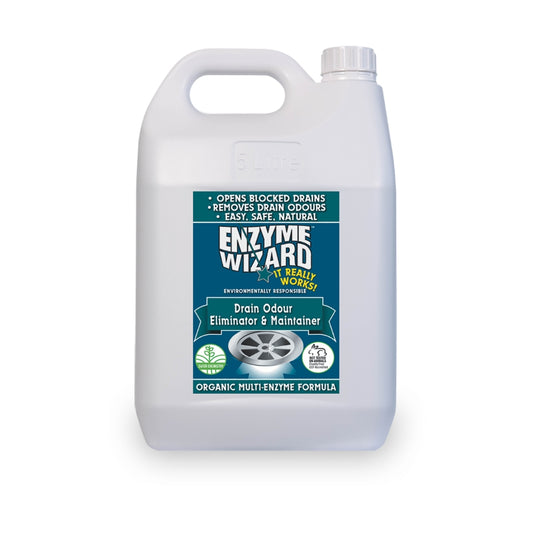 Enzyme Wizard drain odor eliminator container on a white background