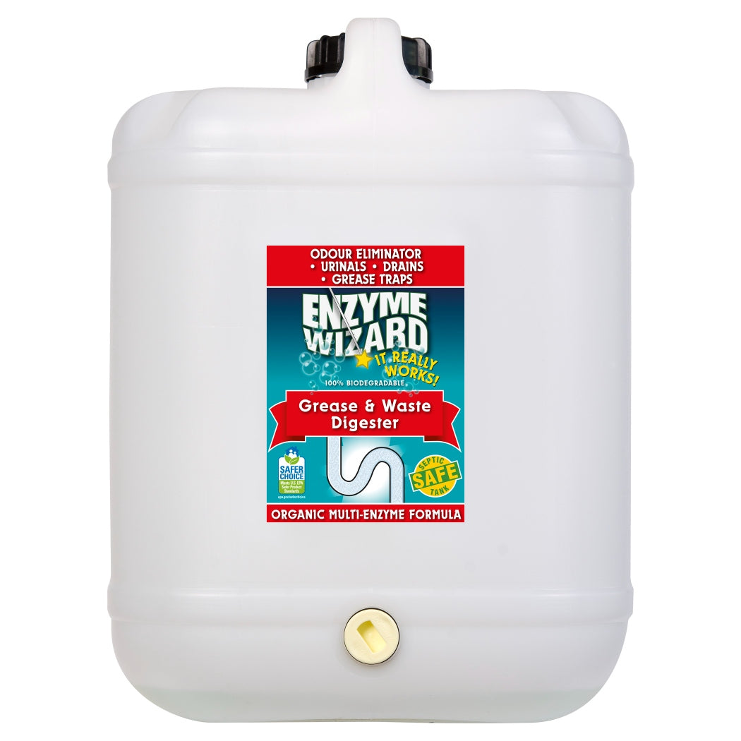 Enzyme Wizard grease and waste digester container on a white background