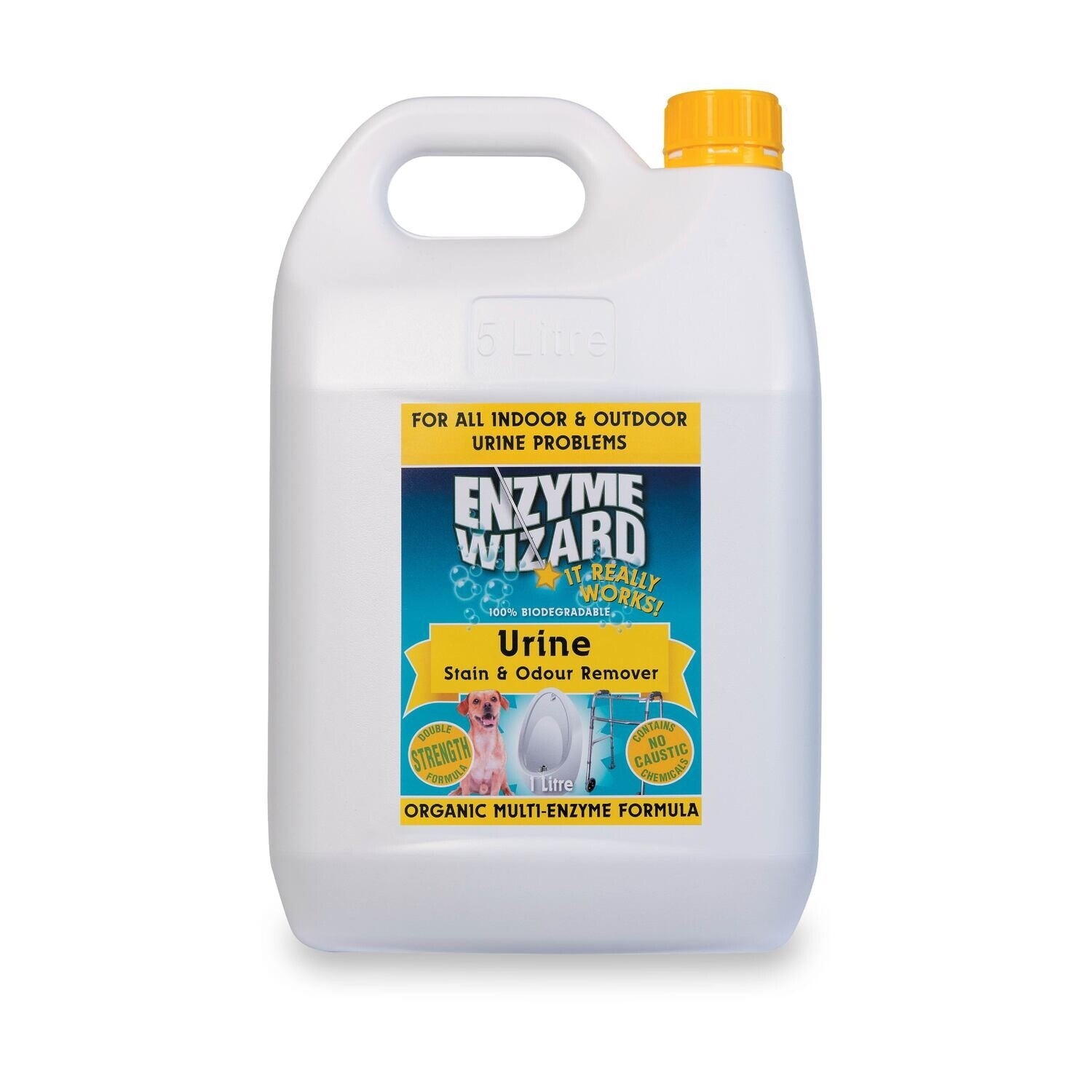 Enzyme Wizard urine stain and odor remover container on a white background