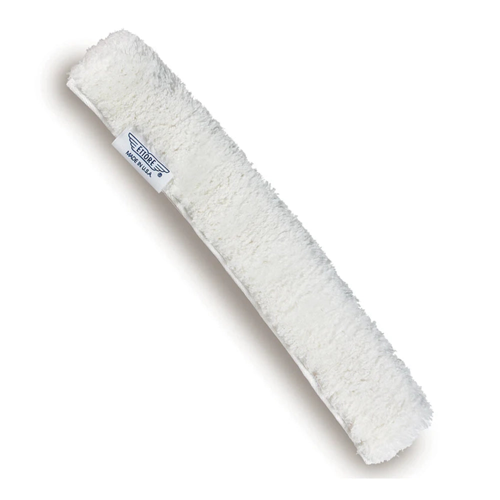 White microfiber applicator with a brand label on a white background