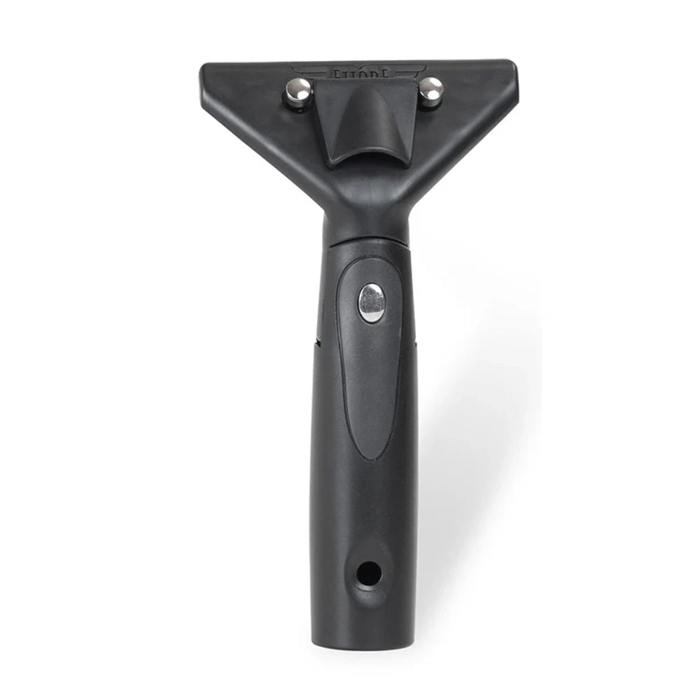 Black window cleaning squeegee on a white background