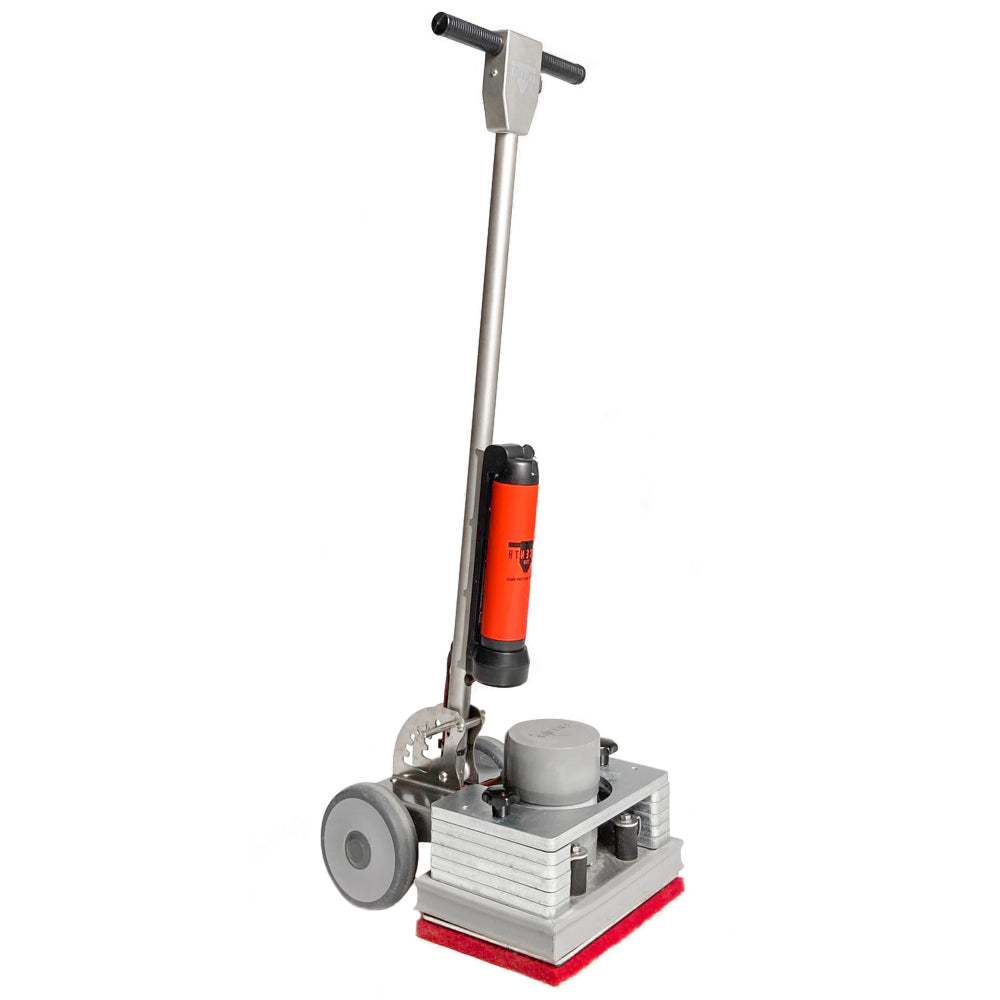 Excentr 30-20+B Floor Scrubber Polisher machine with a red pad and gray handle on a white background