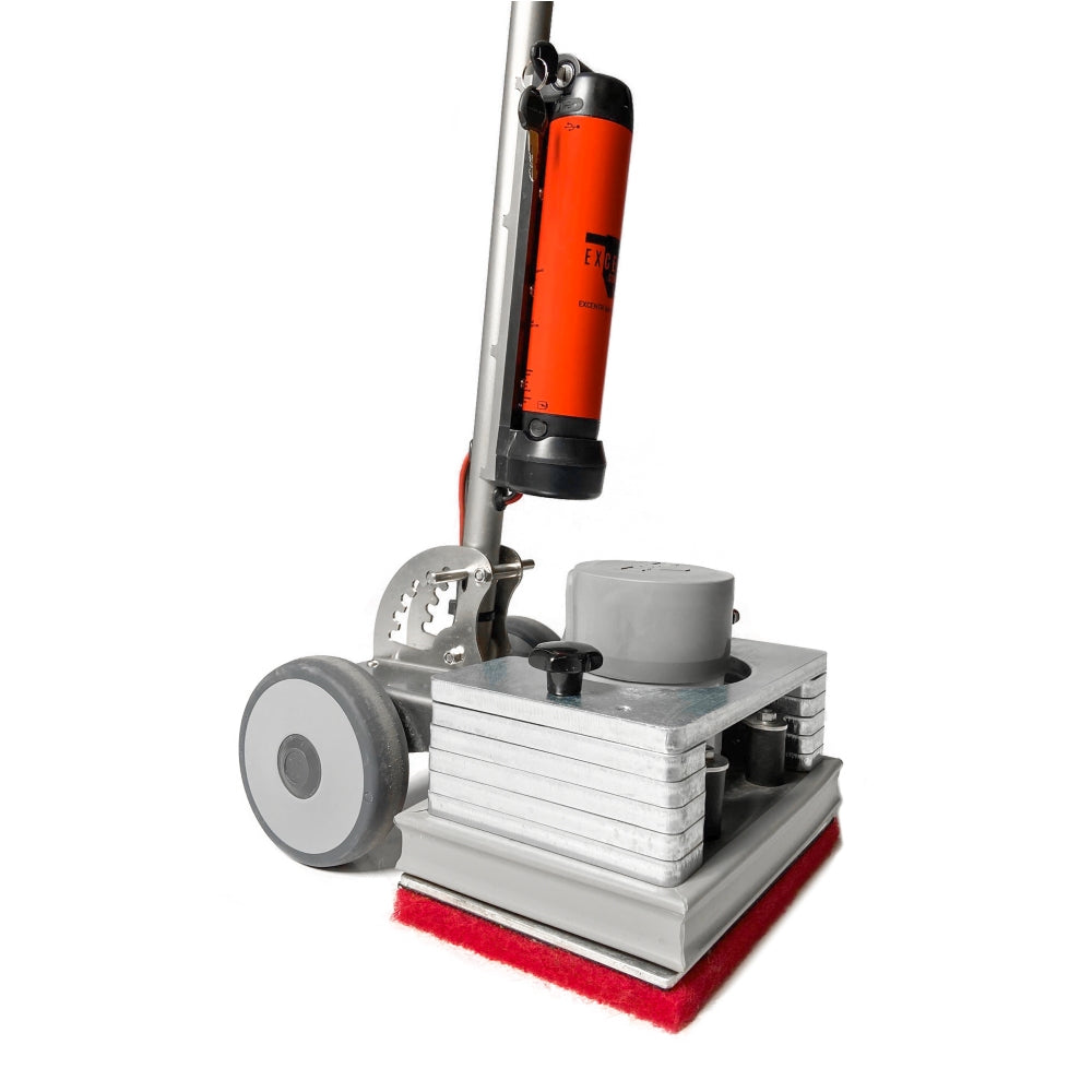 Excentr 30-20+B Floor Scrubber Polisher machine with red pad and gray weights on a white background
