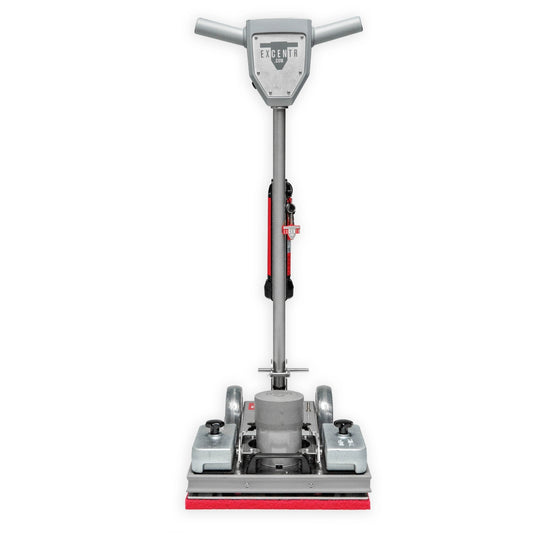 Floor cleaning machine with a red and gray design on a white background