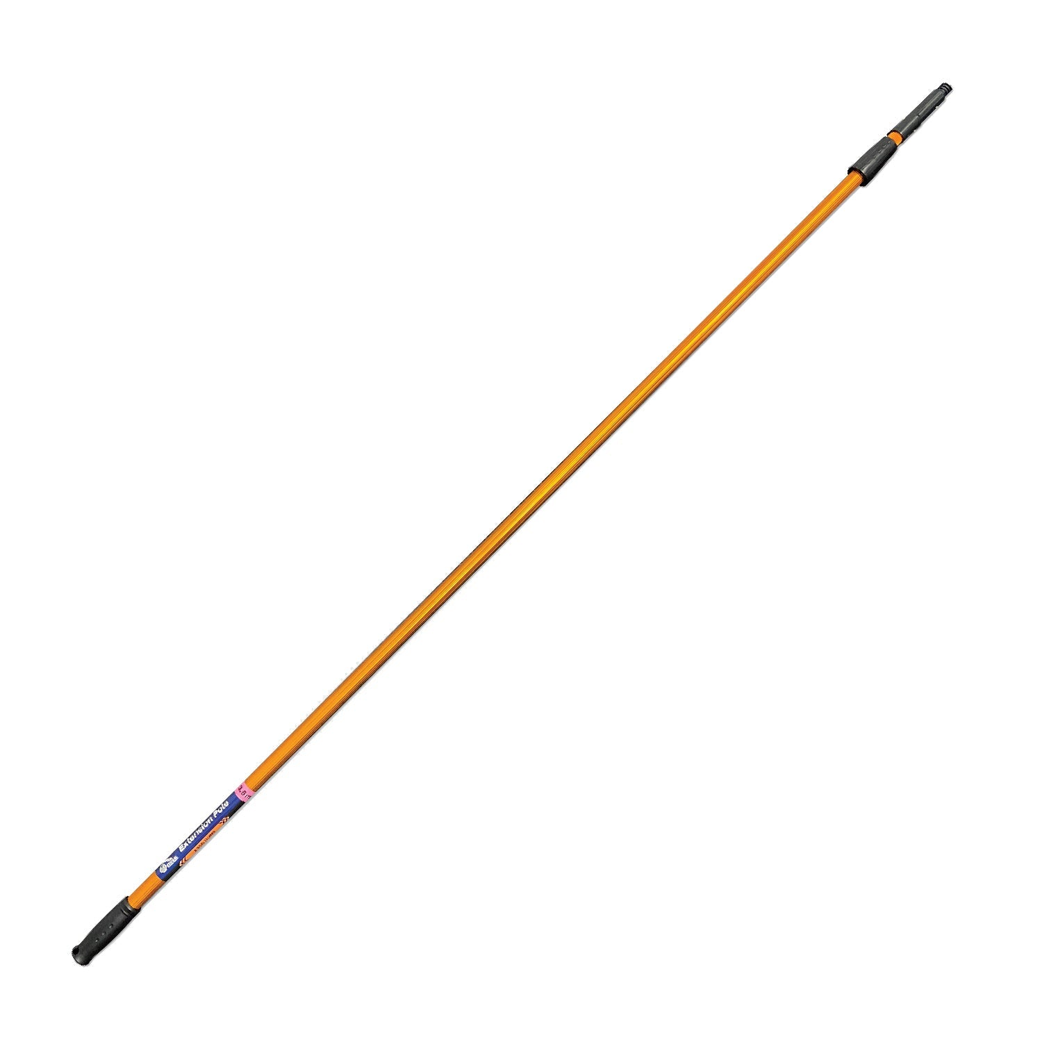 Long orange extension pole with black ends on a white background