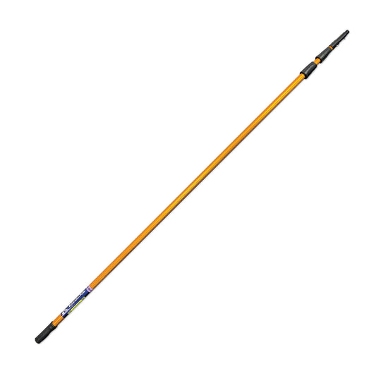 Long yellow pole with black and blue accents on a white background