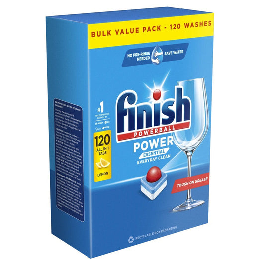 Finish Powerball dishwasher detergent box on a white background