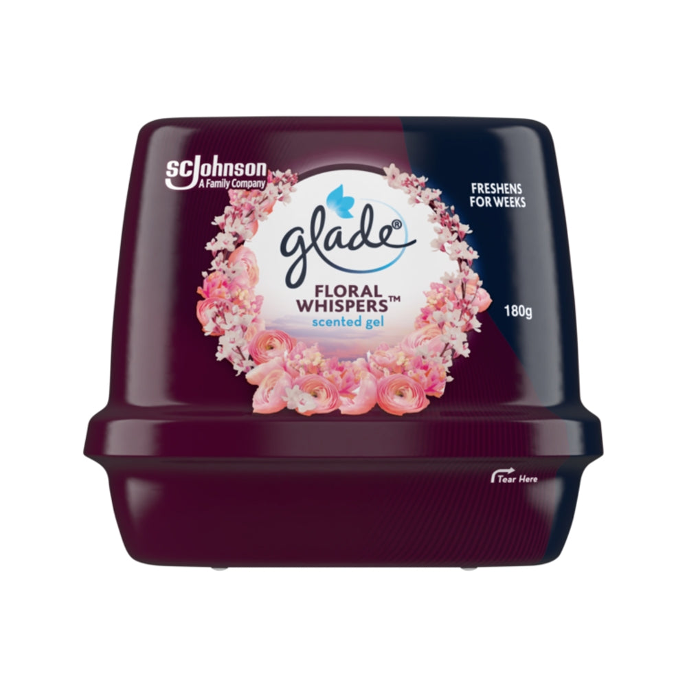 Glade Floral Whispers scented gel container on a white background