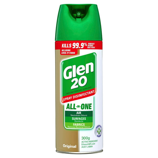 Glen 20 spray disinfectant can on a white background
