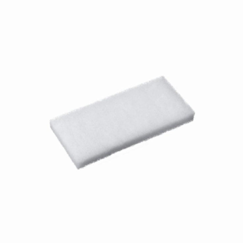 Rectangular white cleaning pad on a white background