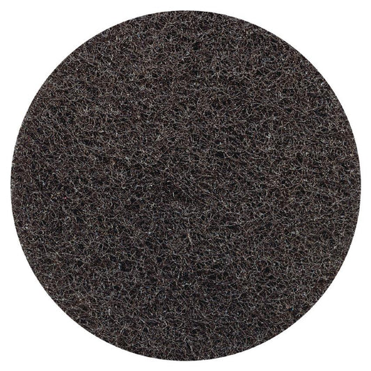 Round black floor pad on a white background