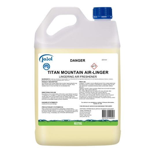 Jasol Titan Mountain Air-Linger air freshener bottle on a white background