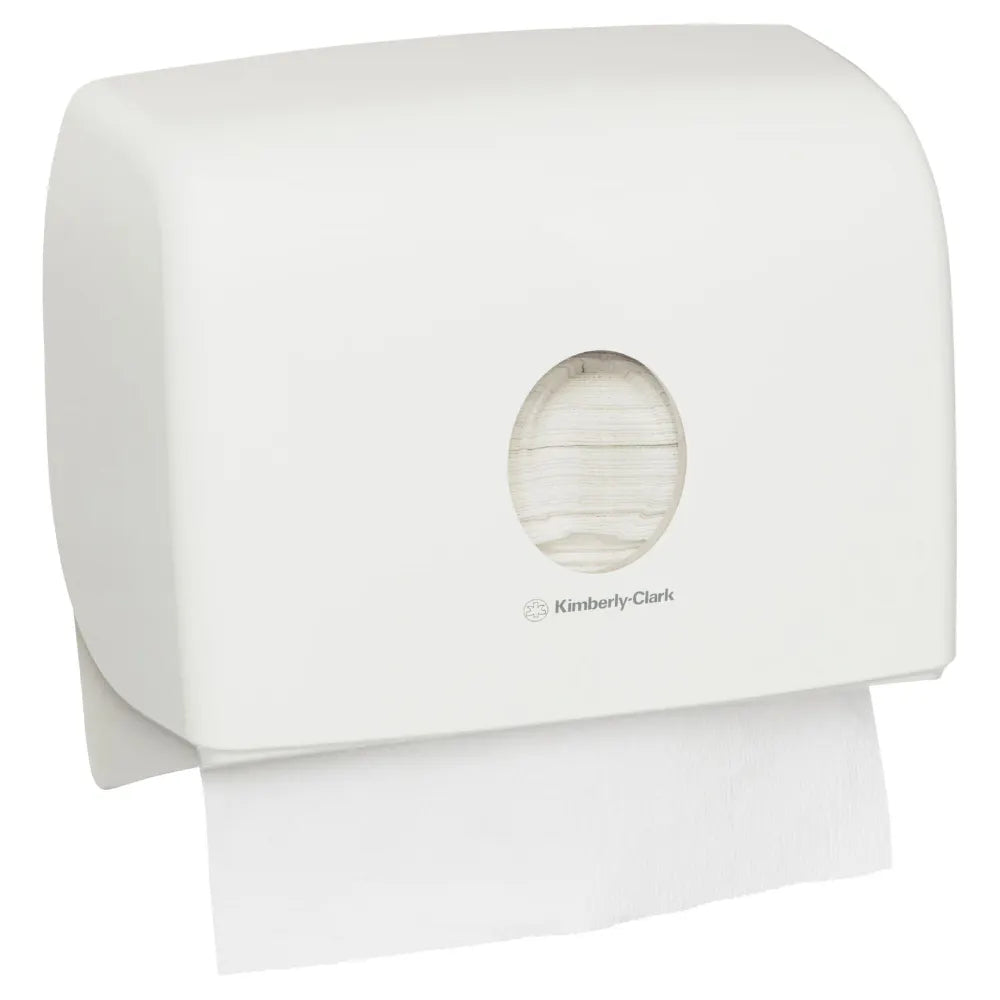 White paper towel roll with Kimberly-Clark logo on a white background