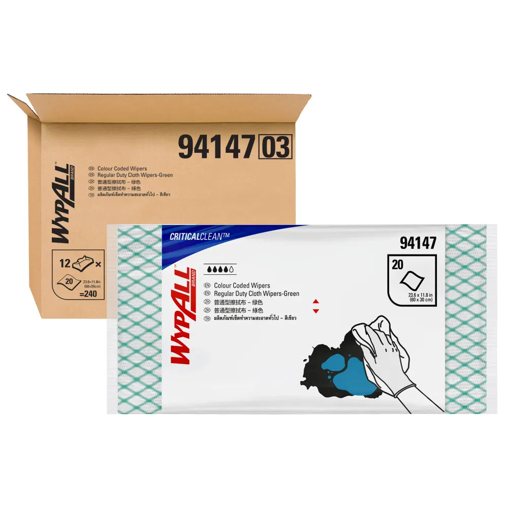 Kimberley-Clarke Workforce Wipes Wypall 60x30cm Green 20x Pack