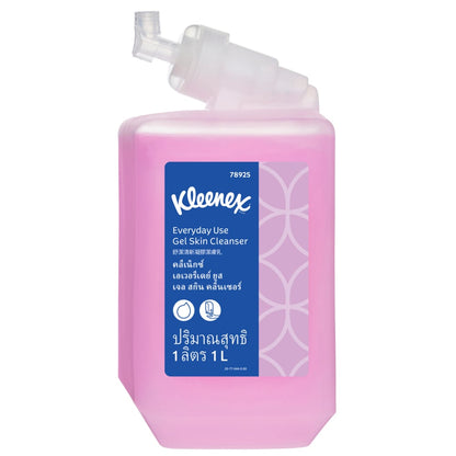 Kleenex gel skin cleanser bottle on a white background