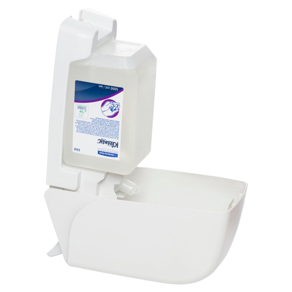 Kleenex Lux Hand Soap with soap dispenser on a white background
