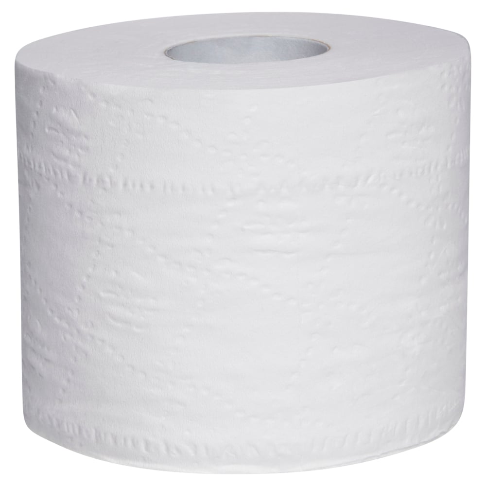 White toilet paper roll on a white background