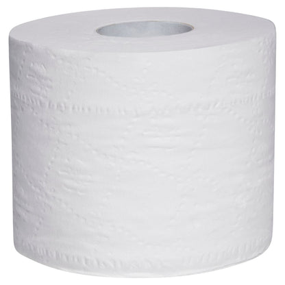 White toilet paper roll on a white background