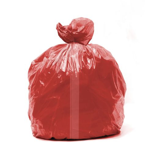 Red plastic bag on a white background