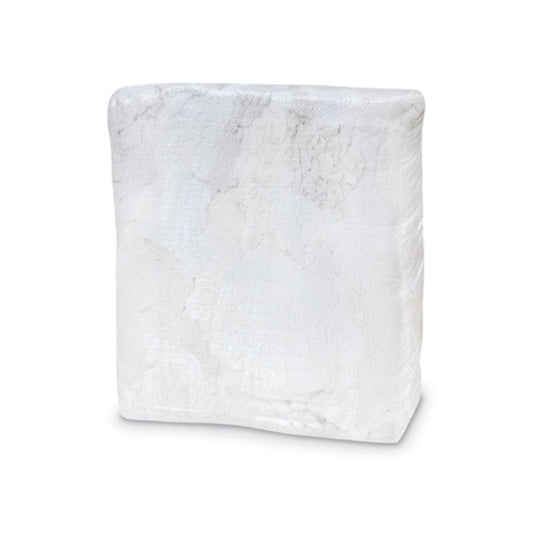 Package of white nappy towelling on a white background