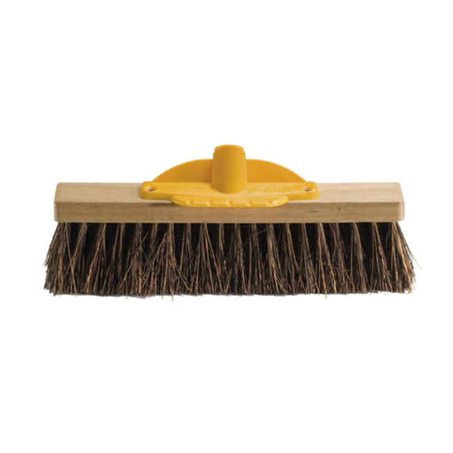 Brush with wooden handle and bristles on a white background