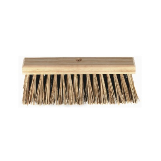 Brute brush with wooden handle and black bristles on a white background