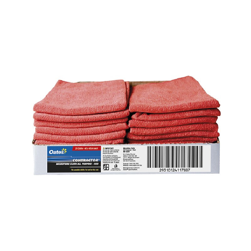 Oates Contractor Textile Microfibre Cloth Red