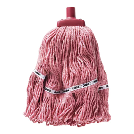 Red mop head with a red handle on a white background