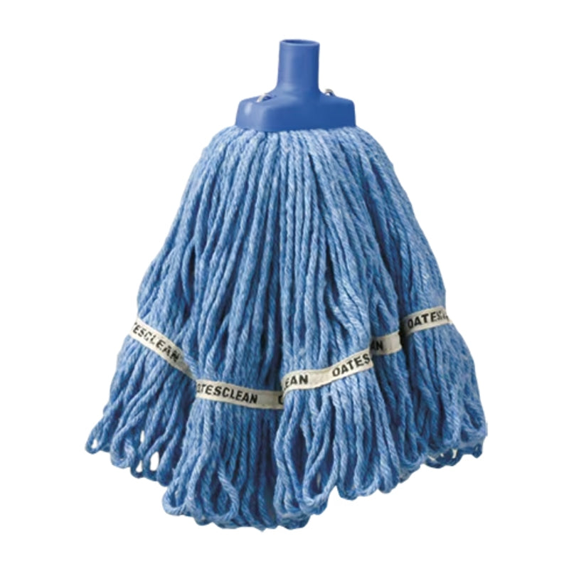 Blue mop head with a blue handle on a white background