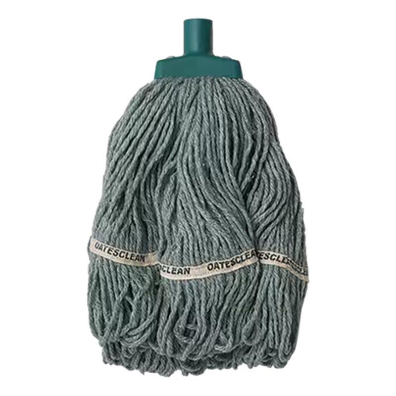 Green mop head with a green handle on a white background