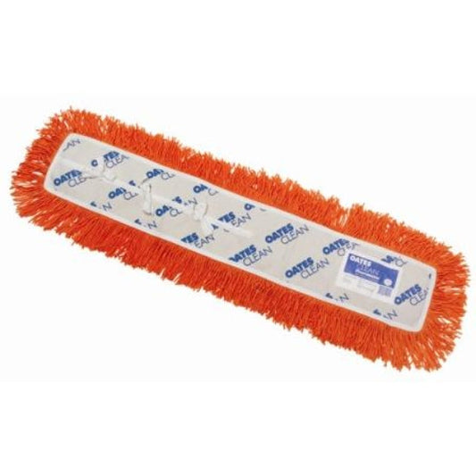 Orange dust mop on a white background