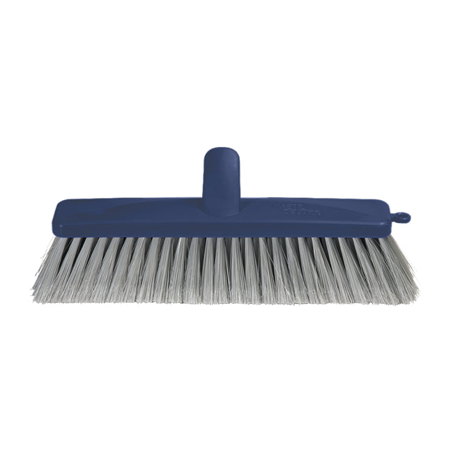 Blue broom with bristle head on a white background