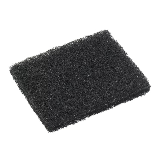 Black scrubber pad on a white background