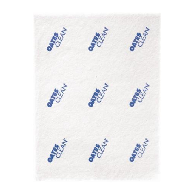 White cleaning cloth with 'Oates Clean' branding on a white background