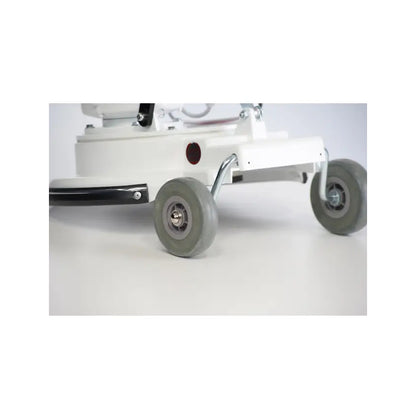 Close-up of a Polivac C25 Non-suction Polisher with wheels on a white background