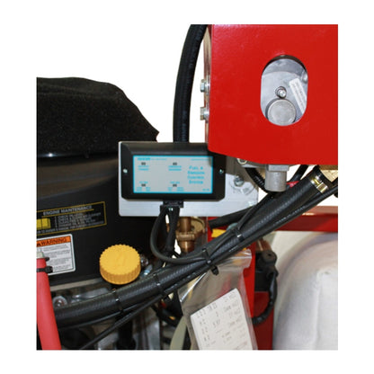 Close-up of a Polivac GAZDA32 82cm Gas Burnisher with a digital display and red and black components.